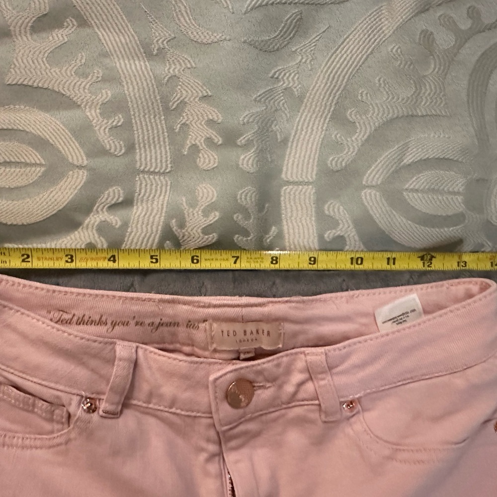 Ted Baker Womens Massiee Skinny Jeans Embroidered Eyelet Hem Pink...